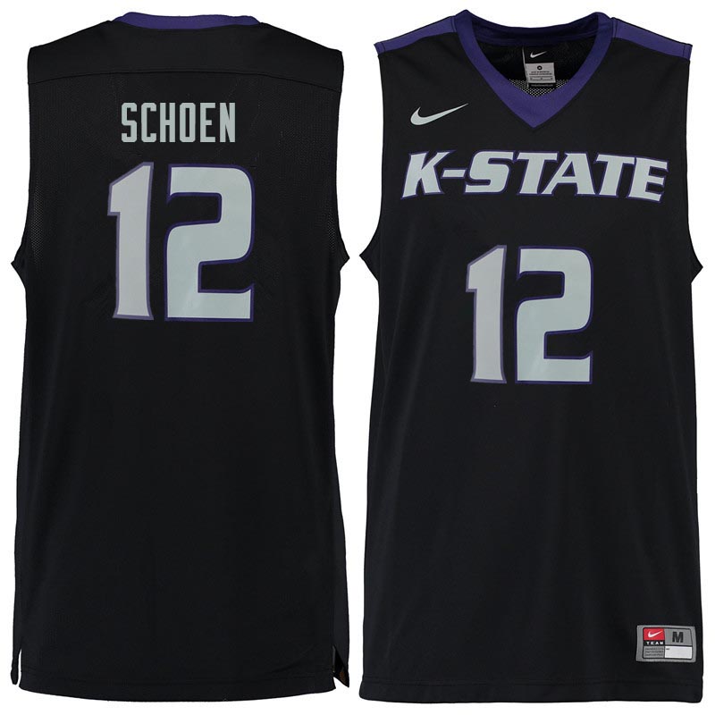 Men #12 Mason Schoen Kansas State Wildcats College Basketball Jerseys Sale-Black - Click Image to Close